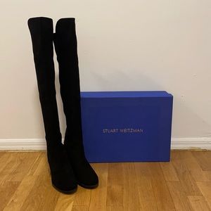 Stuart Weitzman Black Suede 50/50 Block Over The Knee Boot - WORN ONCE!